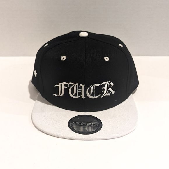 New Old English Text Snapback Hat Black And White Low Bill Blackstar Denim Brand - Picture 1 of 4